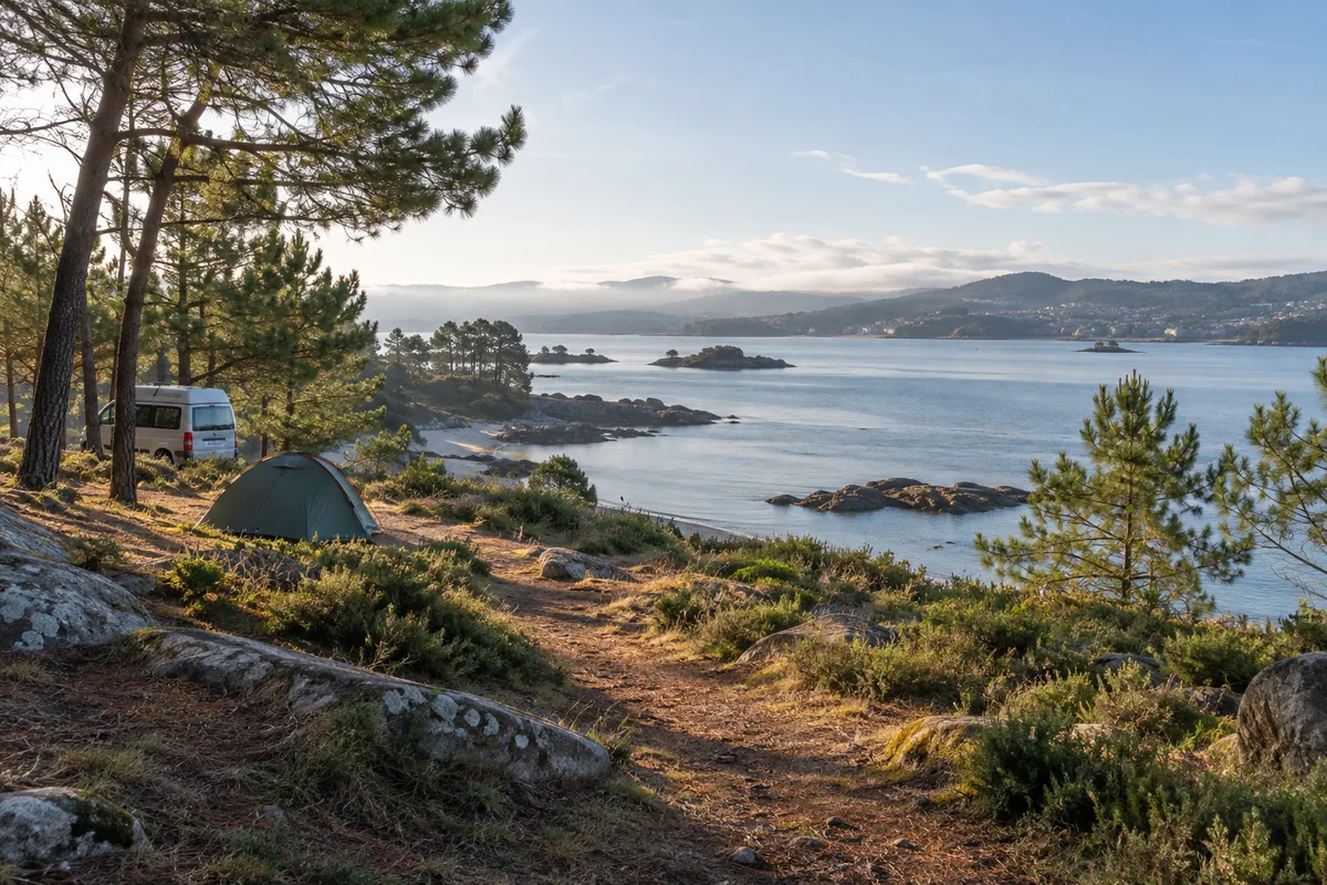 Vista costera de Ares para planificar una estancia de camping
